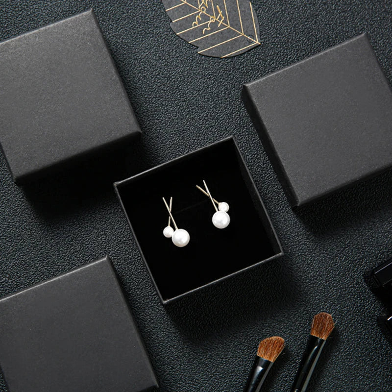 30pcs Black Kraft Jewelry Gift Box Cardboard Travel Ring Necklace Earring Packaging Organizer Boxes Case With Sponge Inside