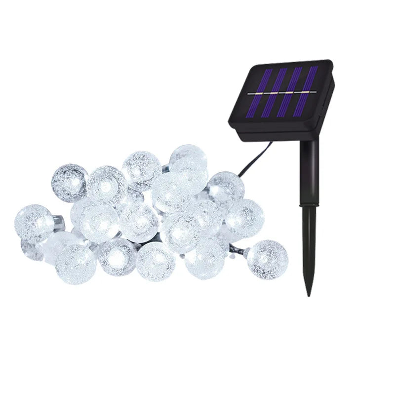 Luci solari a filo con sfere di cristallo, 8 modalità, impermeabili per giardino