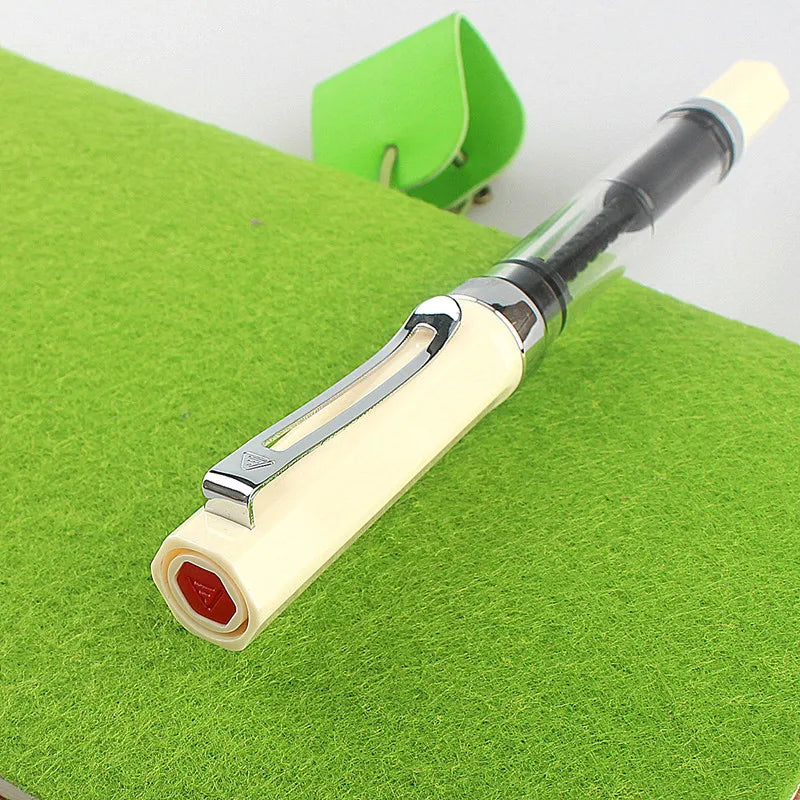 Penna stilografica trasparente, riempimento a pistone, punta 0.5 mm