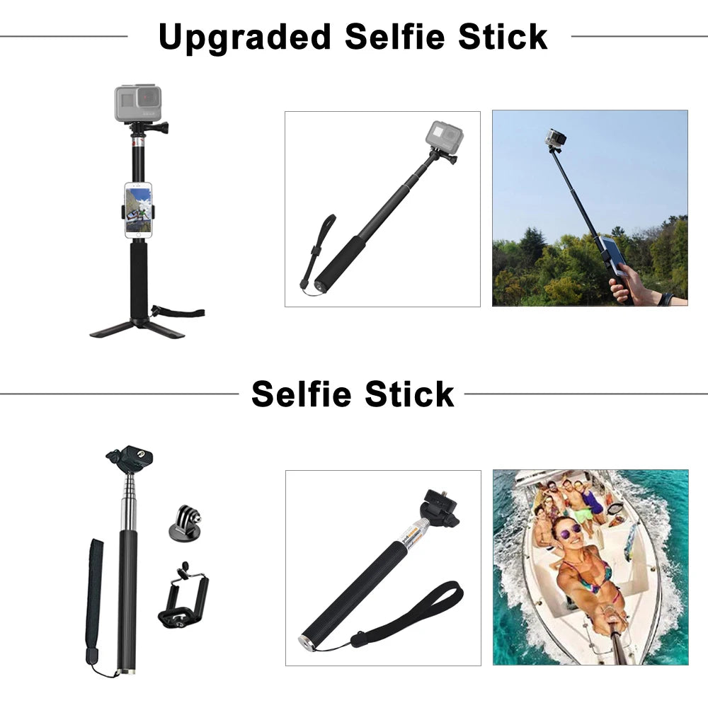 Set di accessori universale per action camera – supporti petto, testa e auto