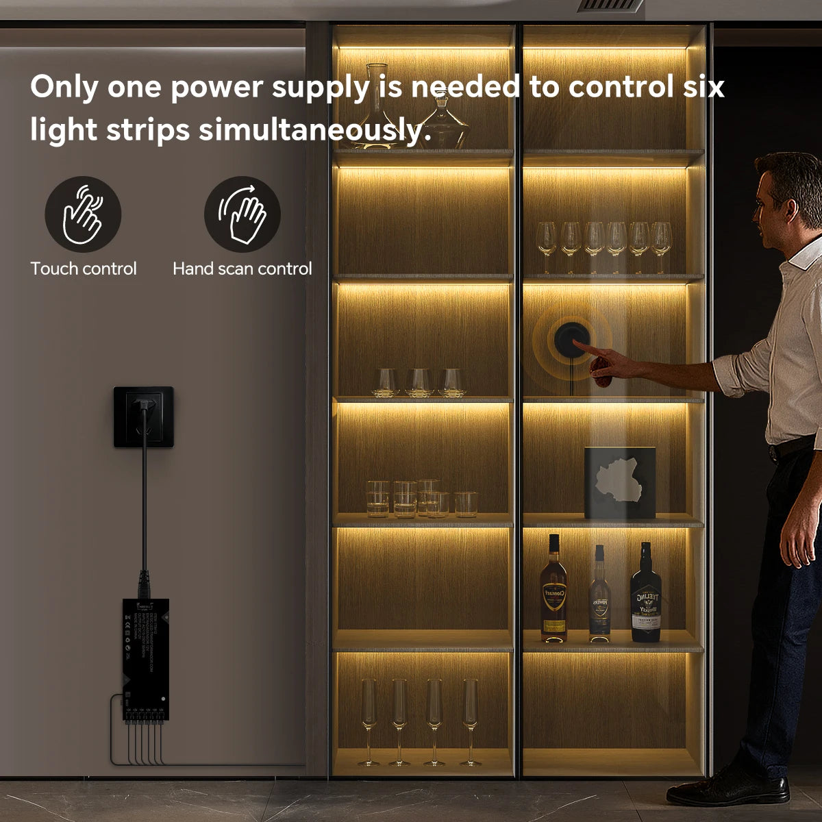 Striscia LED dimmerabile touch nera PCB COB per pannelli in legno e vetro