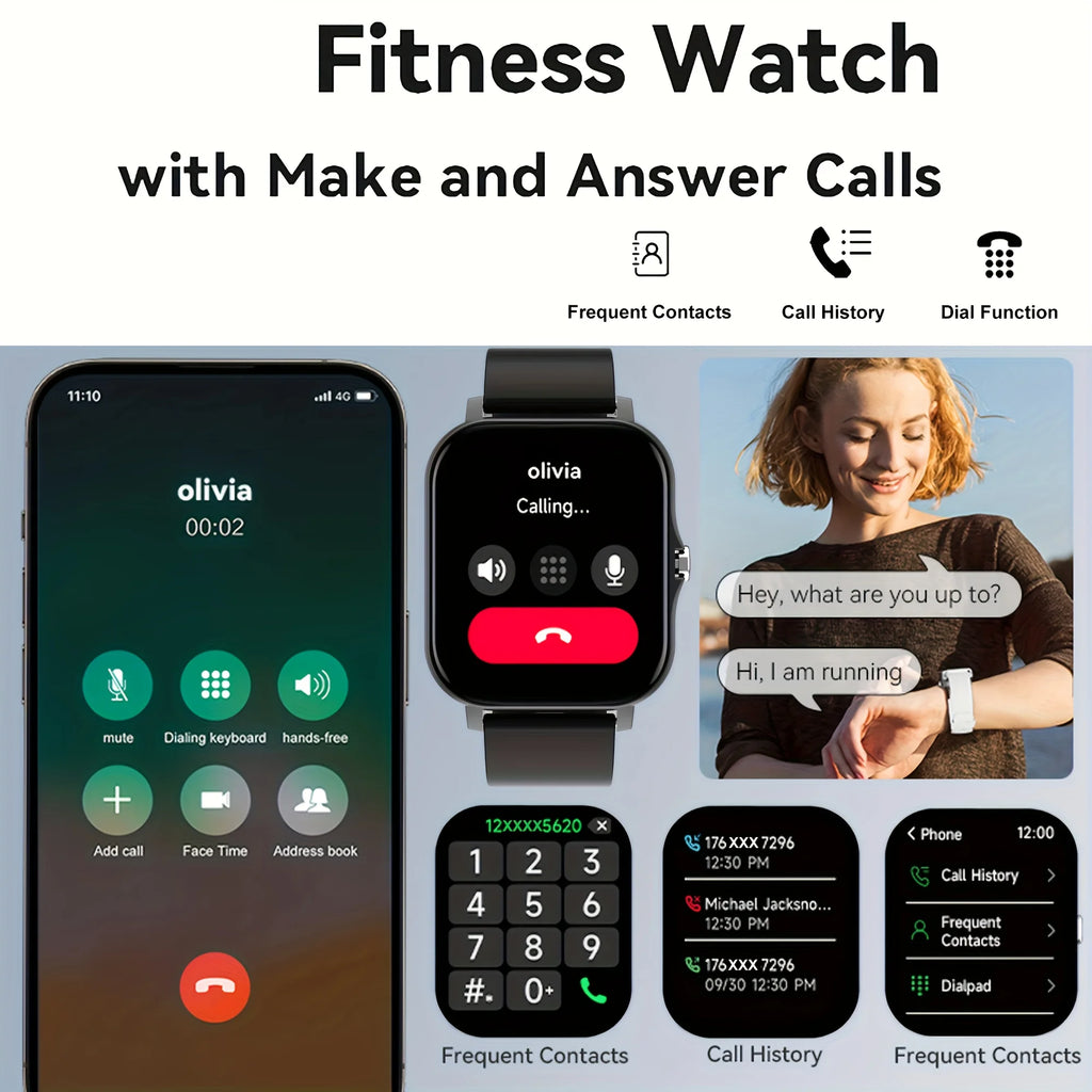 Smartwatch sportivo full‑screen 1.8" con chiamata wireless e monitor del sonno