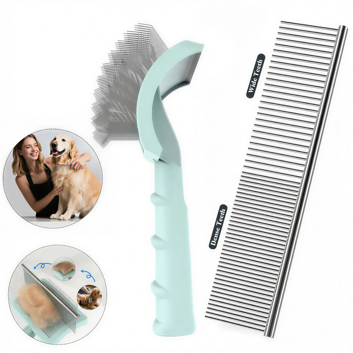 Spazzola per cani con aghi lunghi in acciaio inox – Pettine anti pelo e nodi