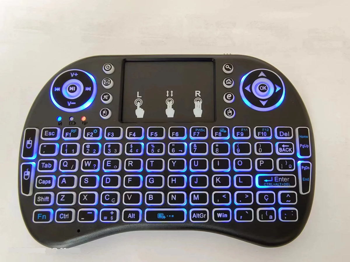 Tastiera mini wireless retroilluminata con touchpad e supporto multilingua