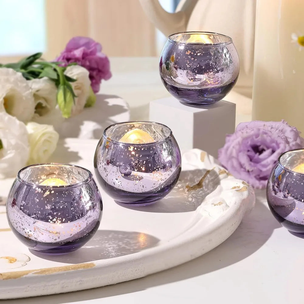 6/12 Pezzi Portacandele Votivi Vetro Mercury - Decorazione Tavola Matrimonio