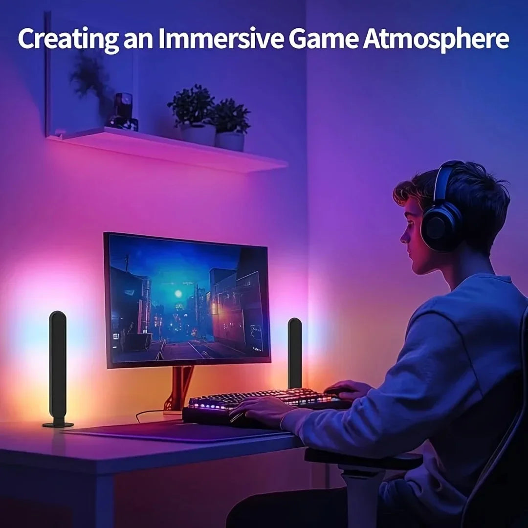 Barra LED RGB a ritmo musicale ricaricabile USB per scrivania e Natale