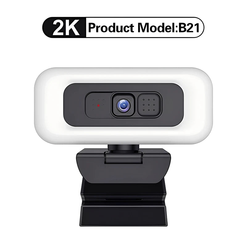 Webcam 4K Full HD con Autofocus, Luce Regolabile e Microfono Antirumore