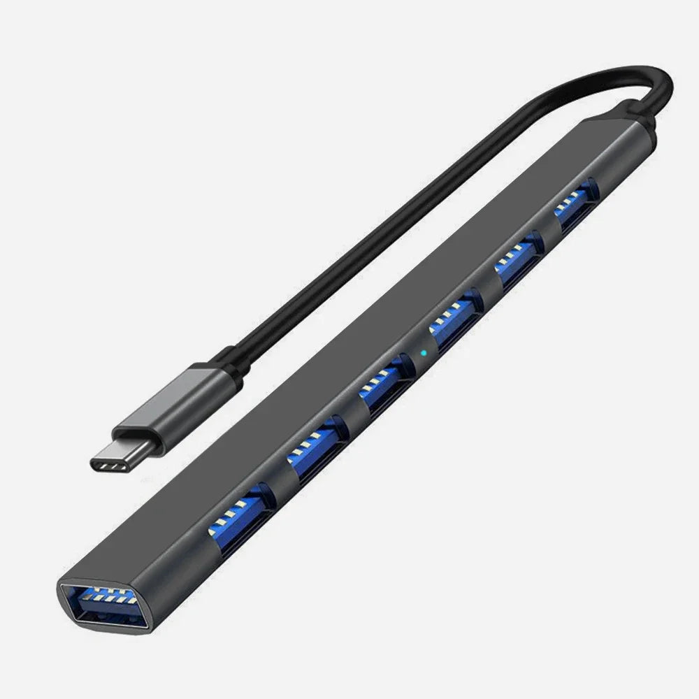 Hub USB 3.0 7 porte, alluminio, compatibile Type‑C e USB 3.0