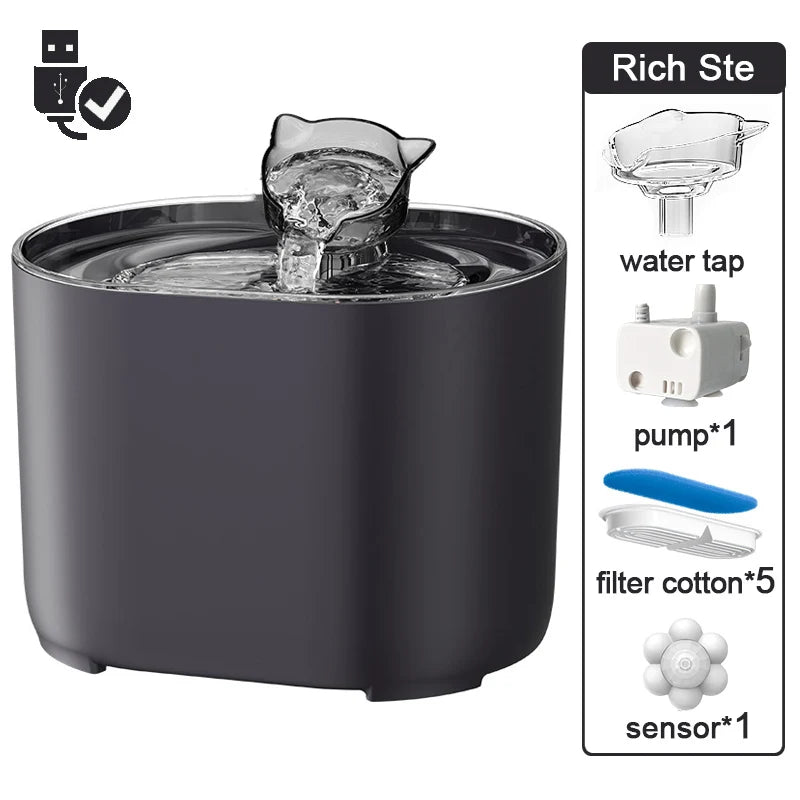 Fontana Acqua 2,2 L per Gatti e Cani – Filtro e Pompa Ultra Silenziosa