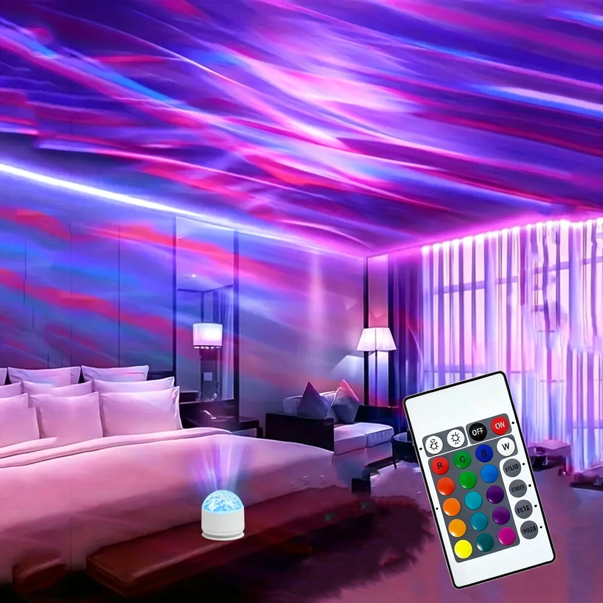 Proiettore LED Aurora Waves – Luci notturne con 16 effetti colore e telecomando