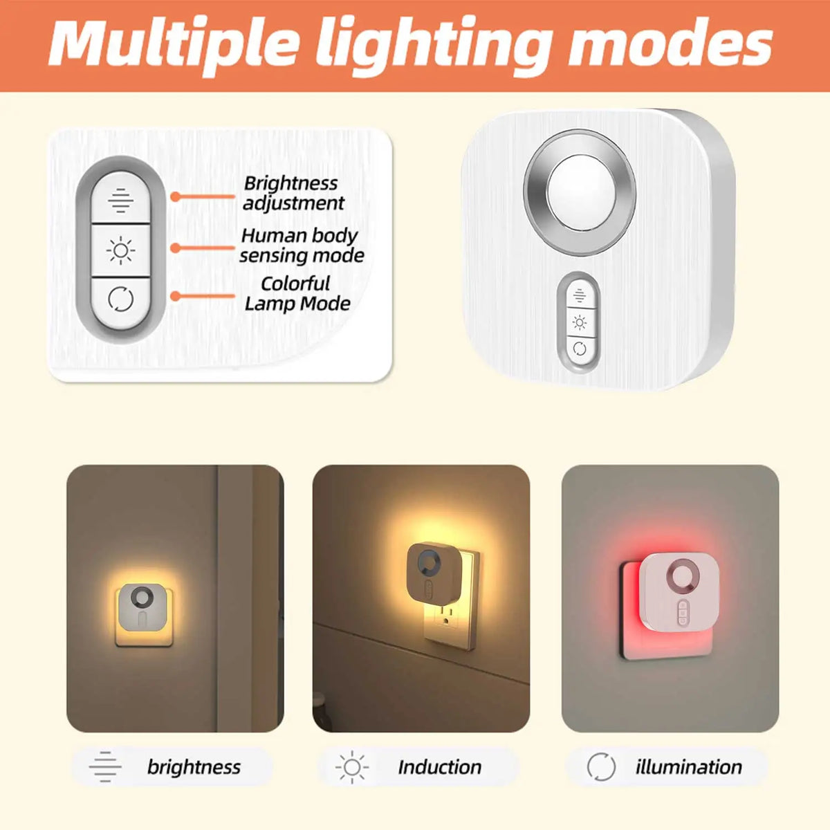 Lampada LED da parete con sensore di movimento, presa EU, luce notturna 3000K