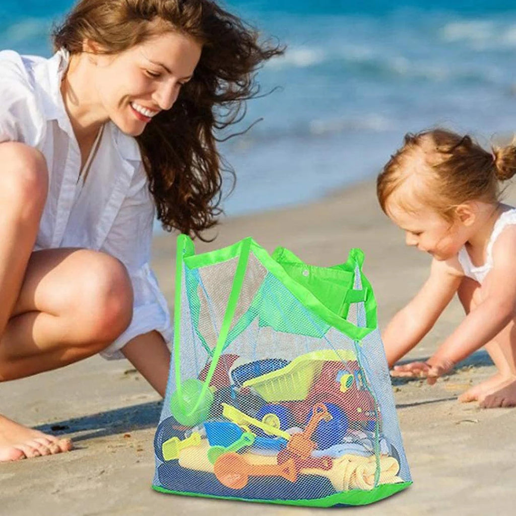 Borsa da spiaggia in rete multicolore grande, pieghevole e traspirante