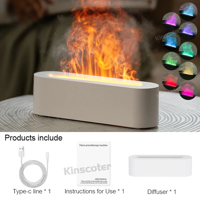 Diffusore Aromaterapico a Flamme Realistiche 150 ml USB – Umidificatore con Luci