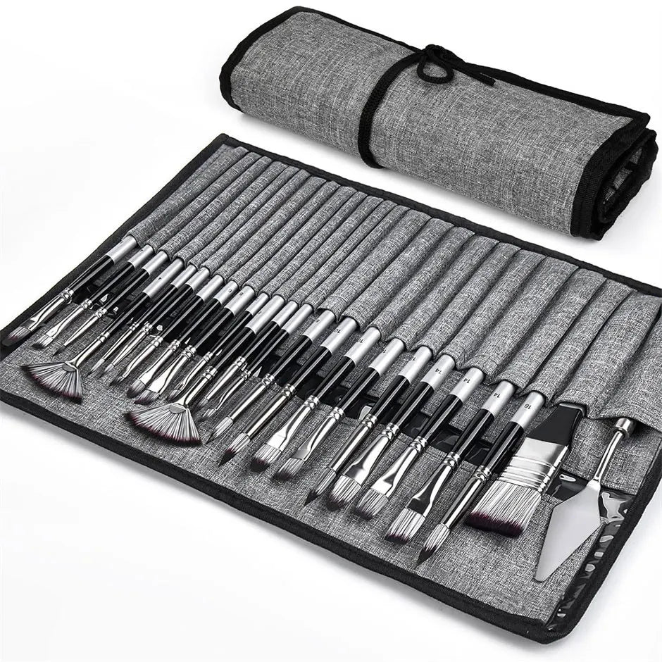 24pcs Mixed Art Brush Set OR Empty Painting Bag with Palette Knife and Painting Bag for Acrylic, Watercolor, Oil Painting & Art
