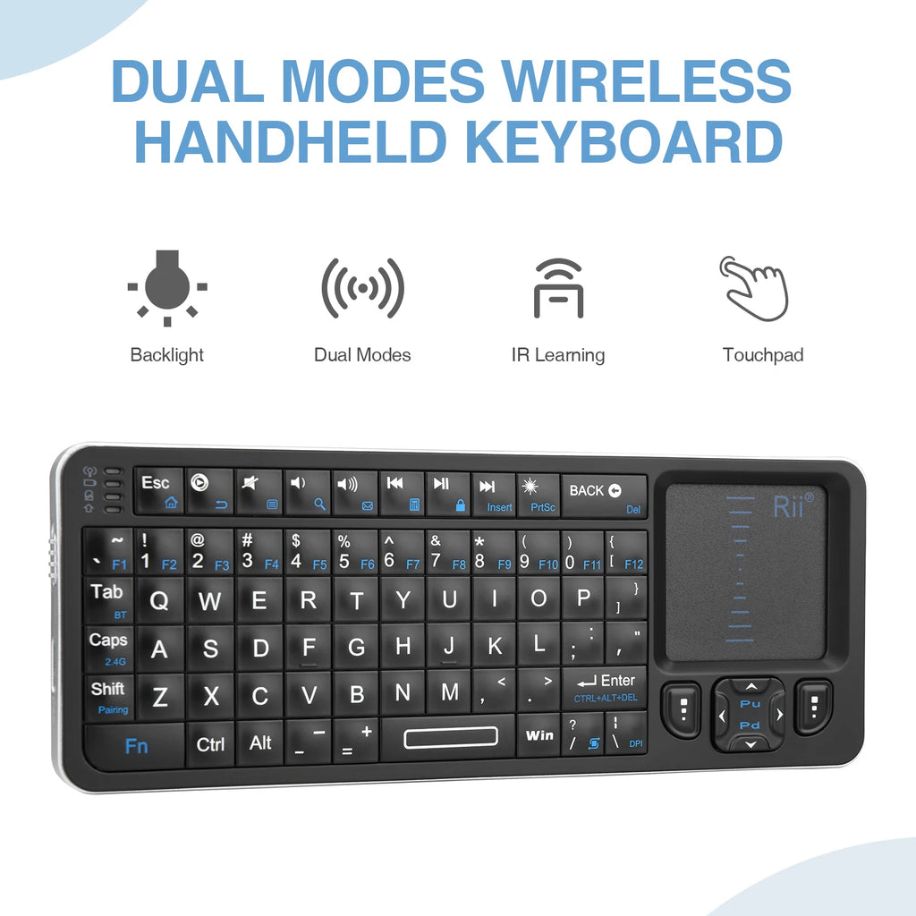 Mini Tastiera Bluetooth con Touchpad, Retroilluminata e Telecomando IR per TV e…