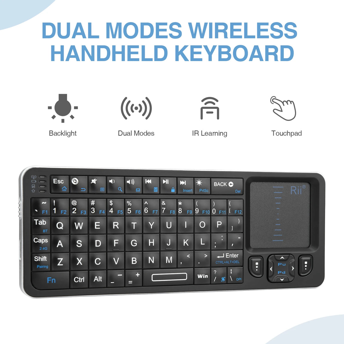 Mini Tastiera Bluetooth con Touchpad, Retroilluminata e Telecomando IR per TV e…
