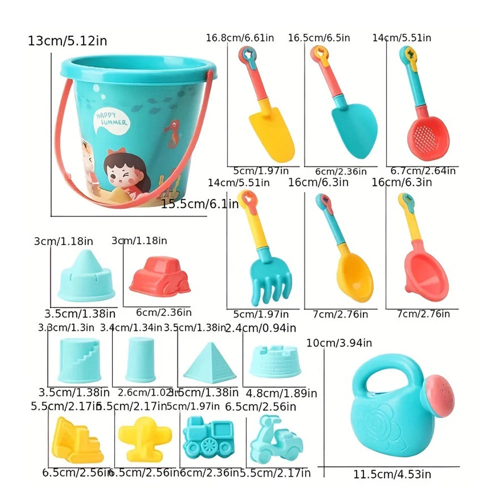 Set da 18 giochi per sabbia – attrezzi in plastica per spiaggia e piscina