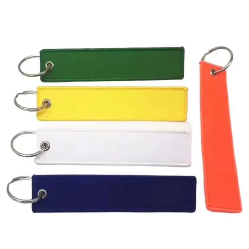 Custom Logo Image Webbing Keychain Print Name Motorcycle Embroidery Ribbon Key Chain Personalized Canvas Keyring Bag Lanyard