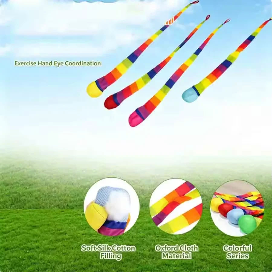 Palline da lancio con nastro arcobaleno – giochi fitness per esterno
