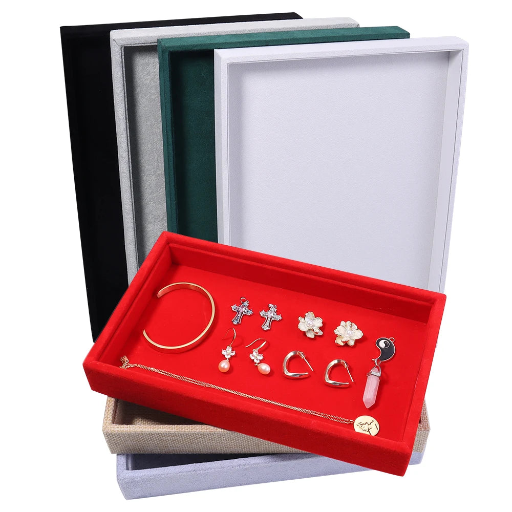 Velvet Jewelry Display Tray Exquisite Jewellery Holder Portable Ring Earrings Necklace Organizer Storage Box Organizator Trays