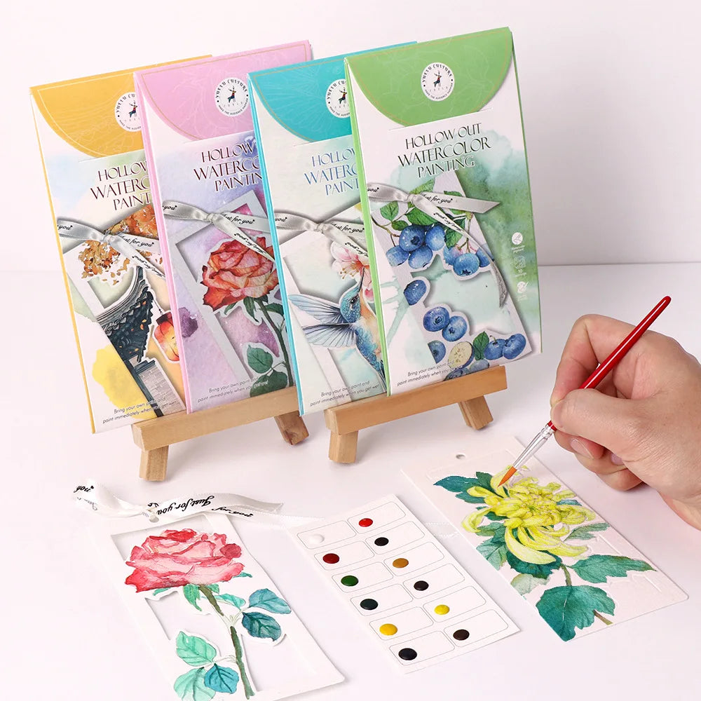 Set di 10 segnalibri acquerello fai‑da‑te, carta artigianale, regalo perfetto
