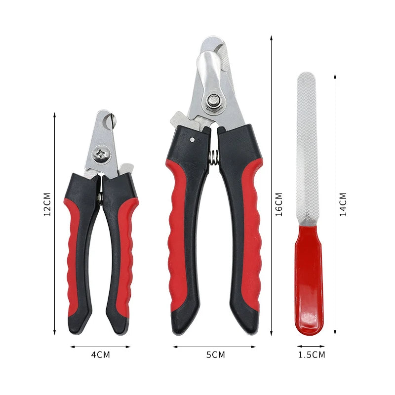Tagliaunghie in acciaio inox con manico diritto per cani e gatti – set completo