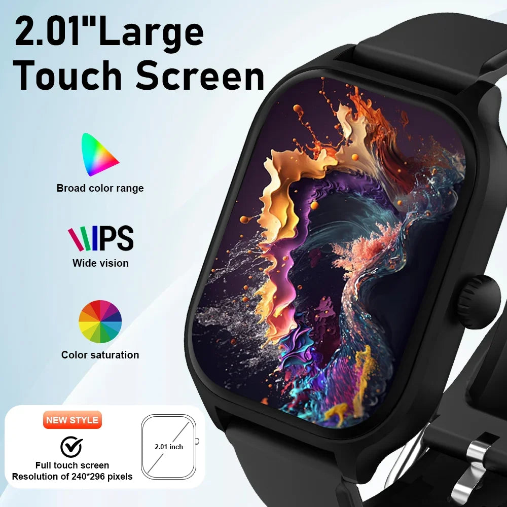 Smartwatch sportivo 2.01" HD con touch full, fitness e notifiche