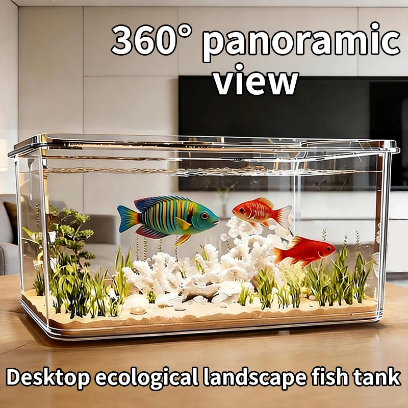 Acquario da scrivania 360° panoramico mini in PET trasparente – per principianti