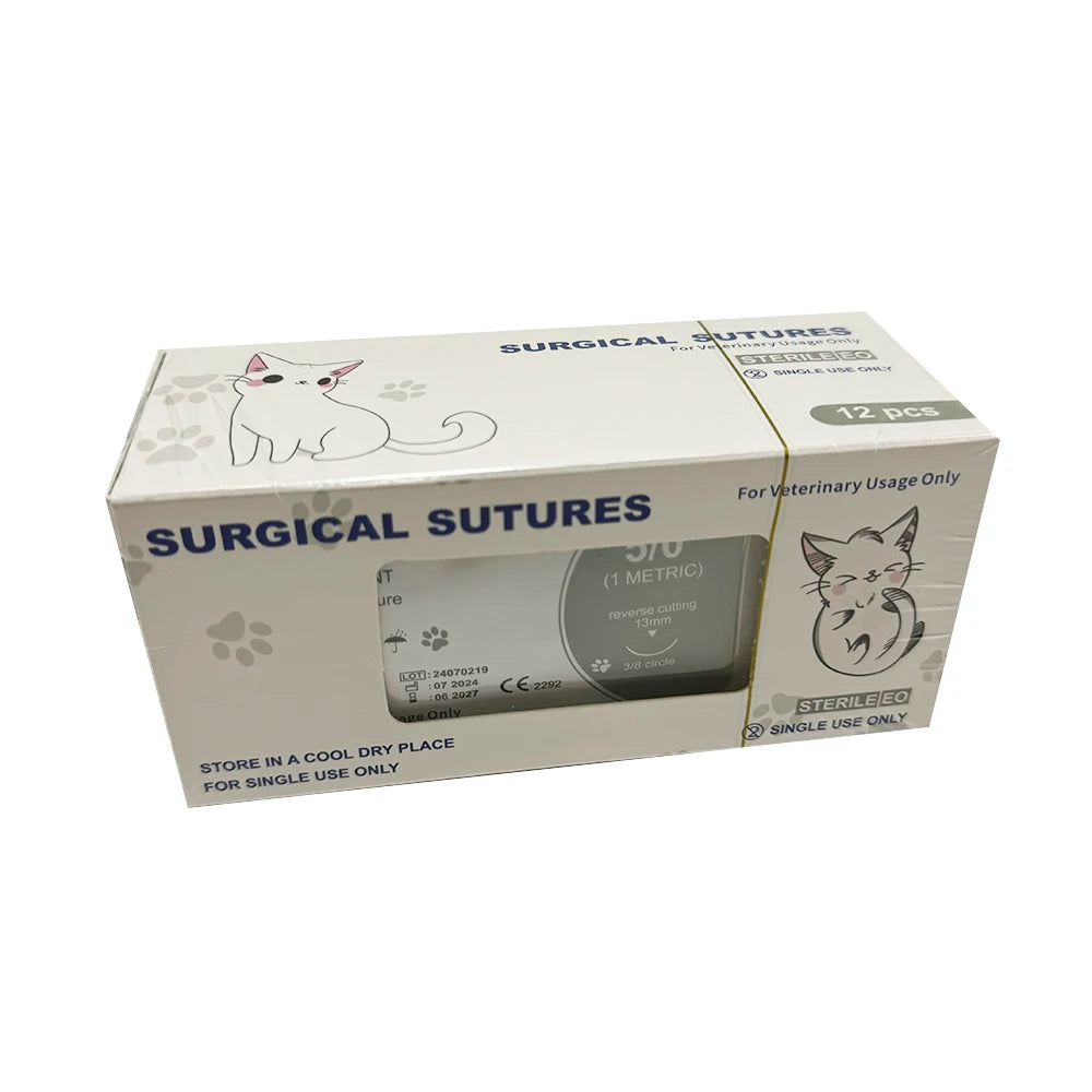 Set da 12 ago circolari PDO 3/8 per animali domestici – 90 cm, misure 2/0-5/0