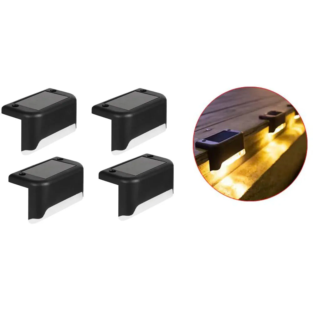 Set da 4 Luci Solari LED Impermeabili per Gradini, Recinzioni e Patio