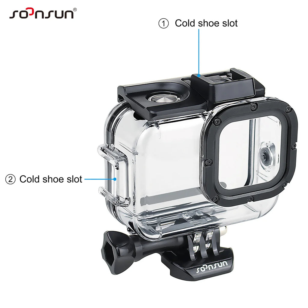 Custodia impermeabile 60 m per GoPro Hero 8 Black con doppio slot cold shoe