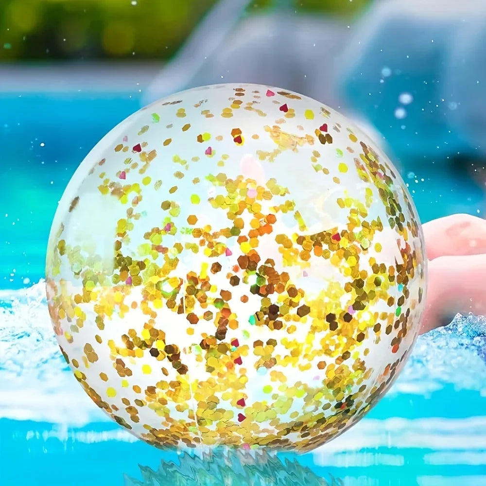 Palla gonfiabile in PVC con paillettes – colori vivaci per piscina e feste…