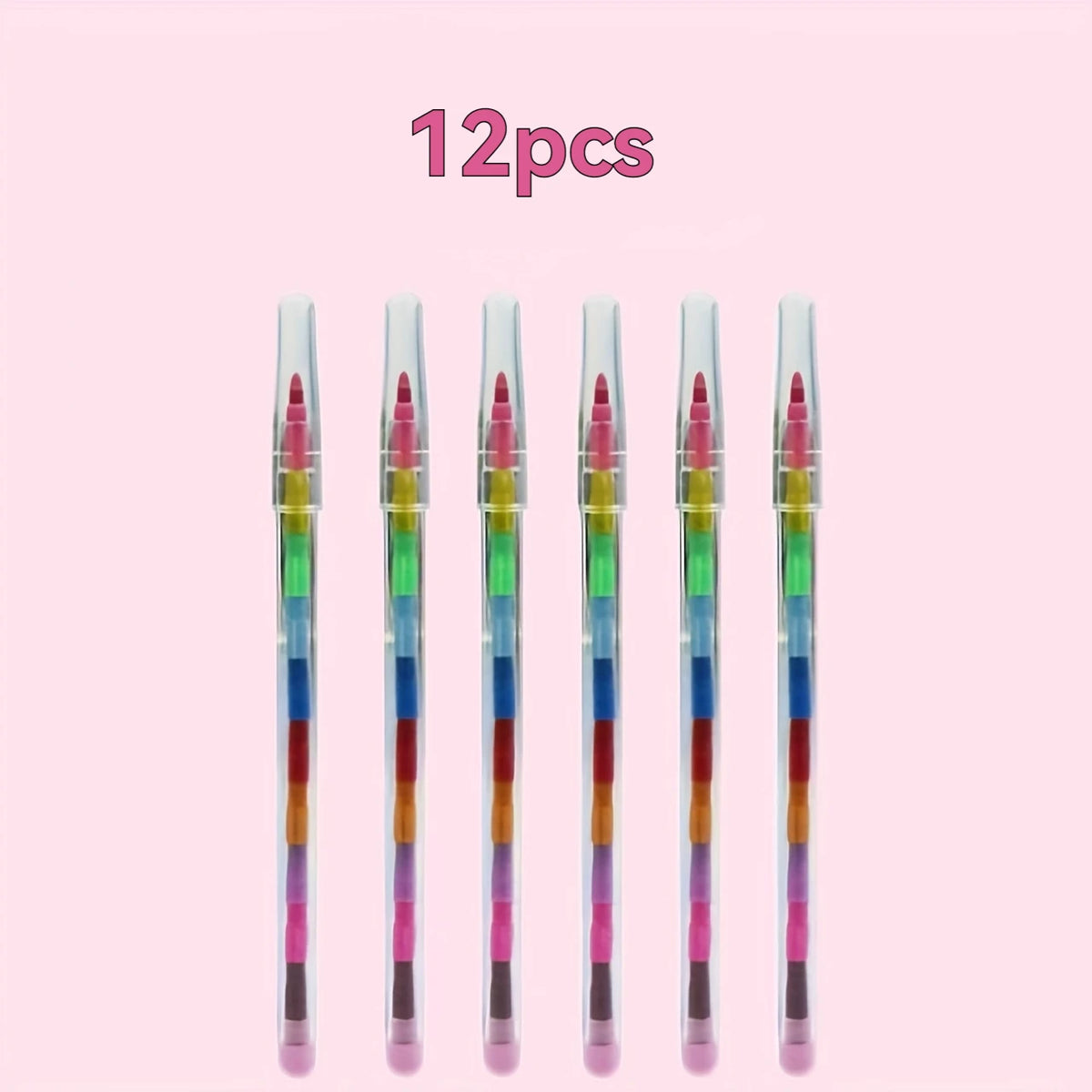 Set di 12 Pastelli Colorati impilabili – Ideali per scuola, ufficio e feste