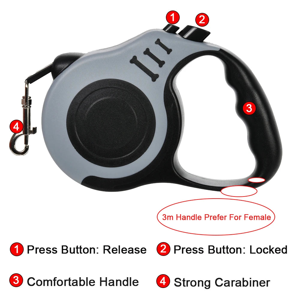 Guinzaglio Retrattile in Nylon 3 m/5 m per Cani e Gatti – Resistente e…