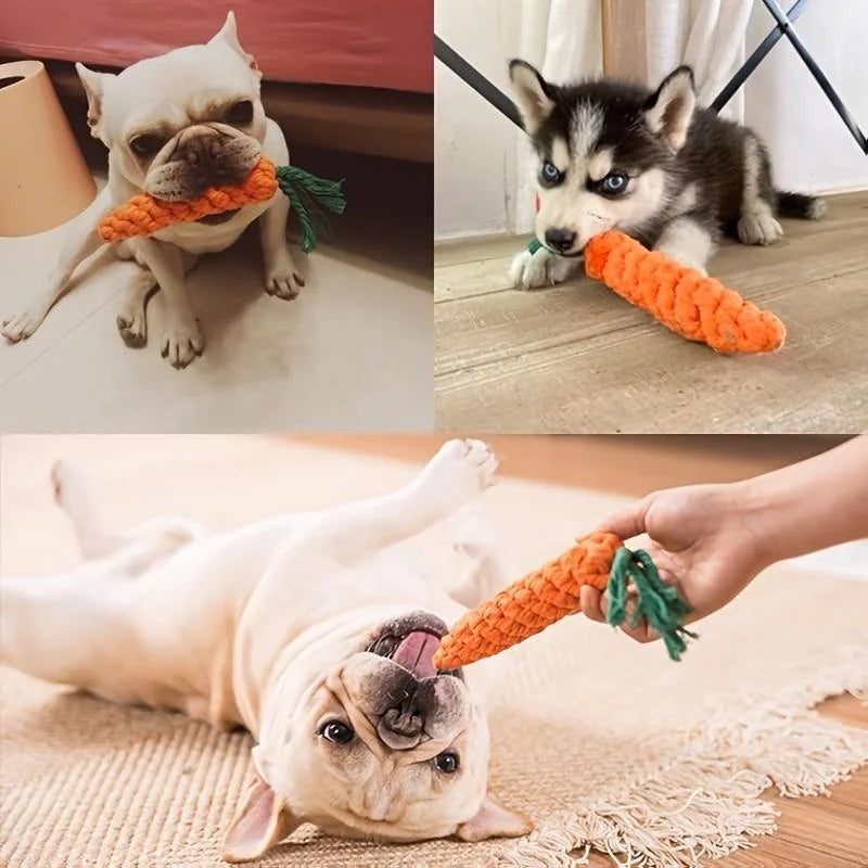 Gioco a Nodo a Forma di Carota per Cani e Gatti – Corda di Cotone