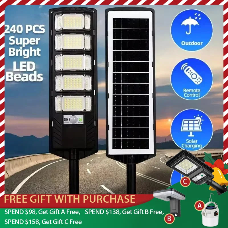 100000LM Solar Light Commercial LED Outdoor Dusk To Dawn Solar Street Light Road Area Lamp Waterproof Backyard Security Lighting