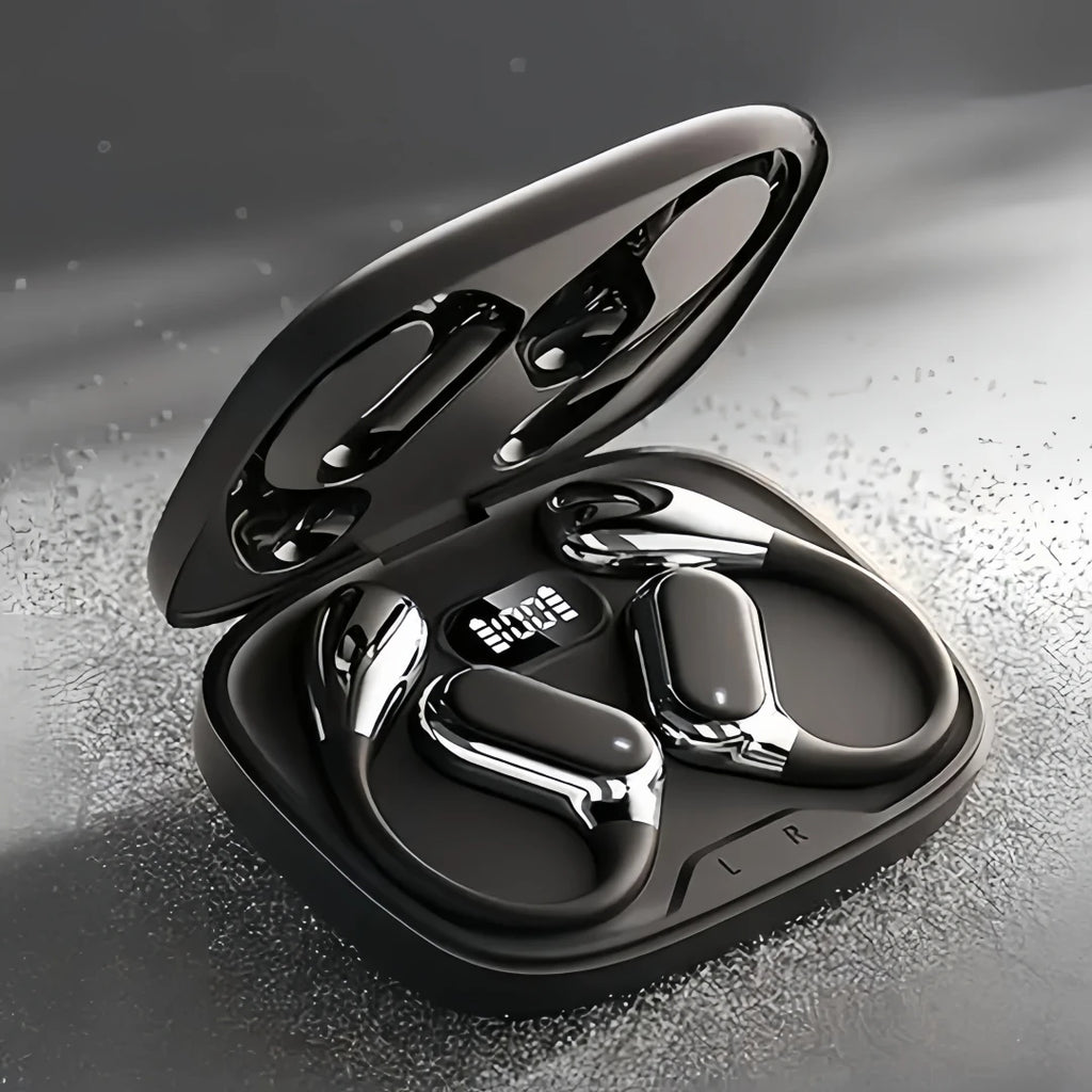 Auricolari wireless open‑ear con Bluetooth, 50h di autonomia, suono stereo,…