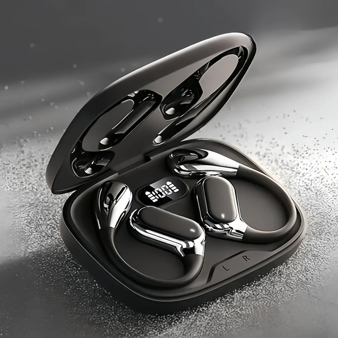 Auricolari wireless open‑ear con Bluetooth, 50h di autonomia, suono stereo,…