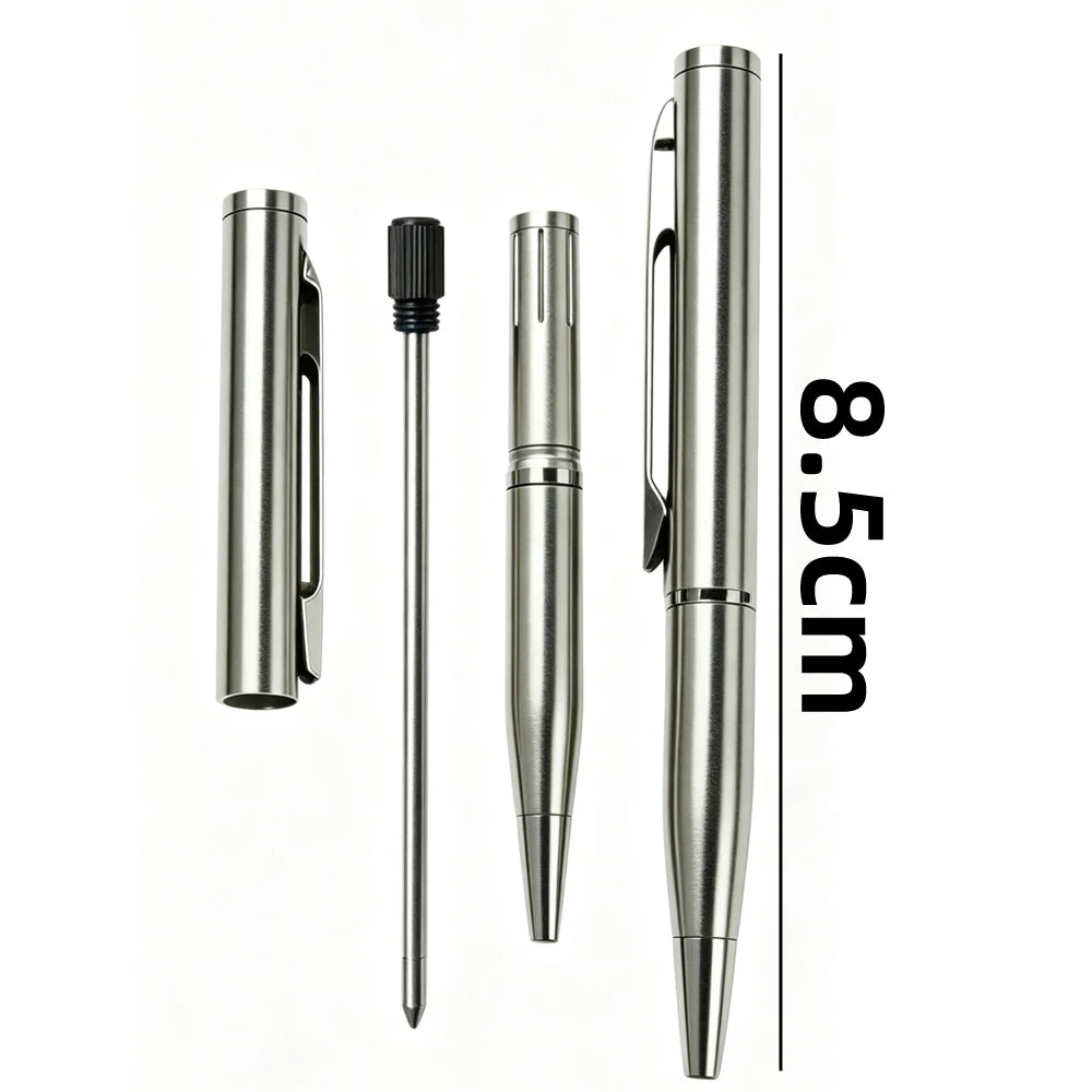 Portable Twist Tiny Ballpoint Pen Set Pocket-Sized Pen + 10 Black/Blue Ink Refills 0.7mm Point Metal Pocket Ballpen Travel Daily