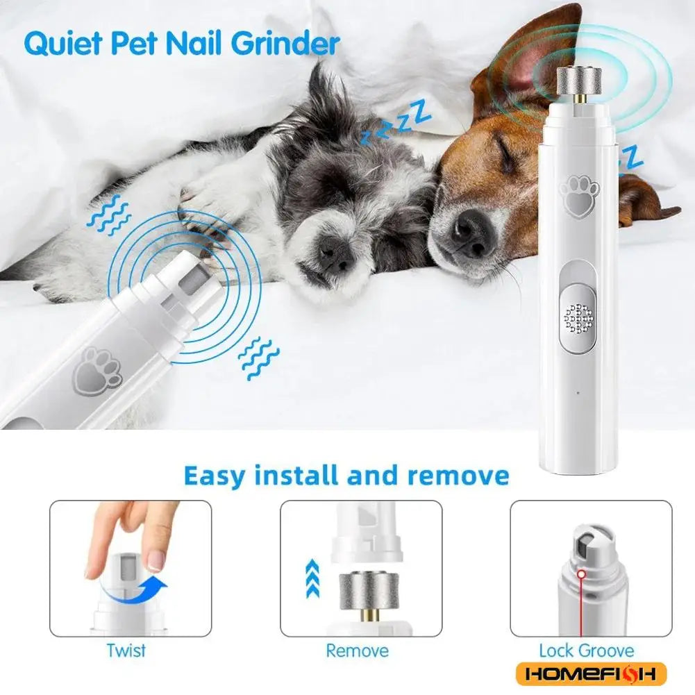 Moletta elettrica per unghie cani e gatti, ricaricabile USB, 2 velocità