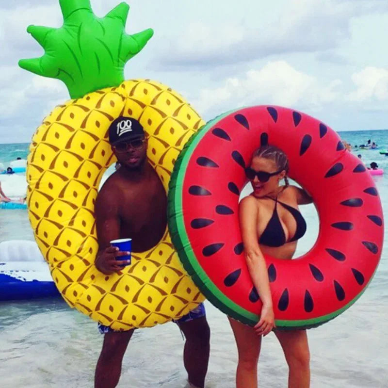 Ciambella Piscina Ananas con Schienale per Adulti e Bambini