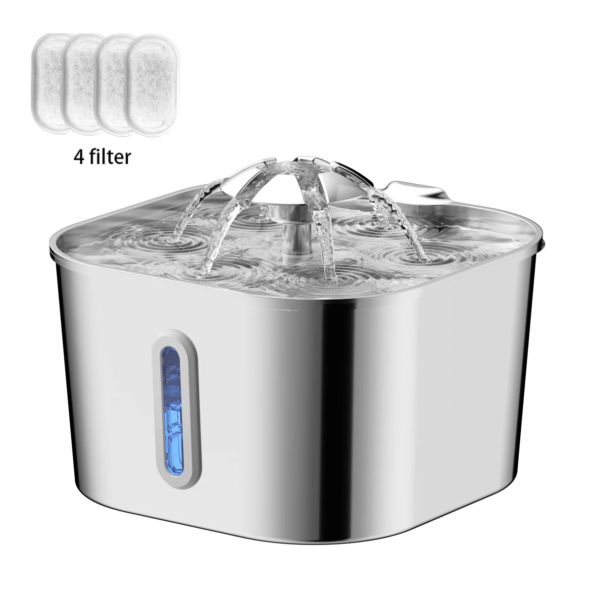 Fontana per gatti automatica 2.2L in acciaio inox con filtro e pompa silenziosa