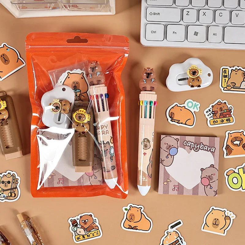 Set Cancelleria Kawaii Capybara – Kit Carino per Scuola e Regalo