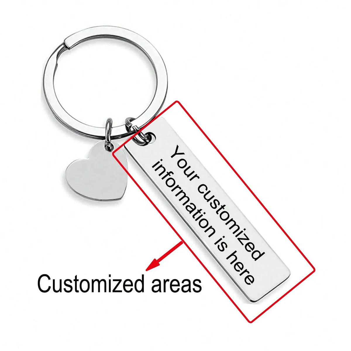 Custom Text Keychain Customized Engraved Name Key Ring Stainless Steel Valentine's Day Gift For Men Women Personalized Key Chain