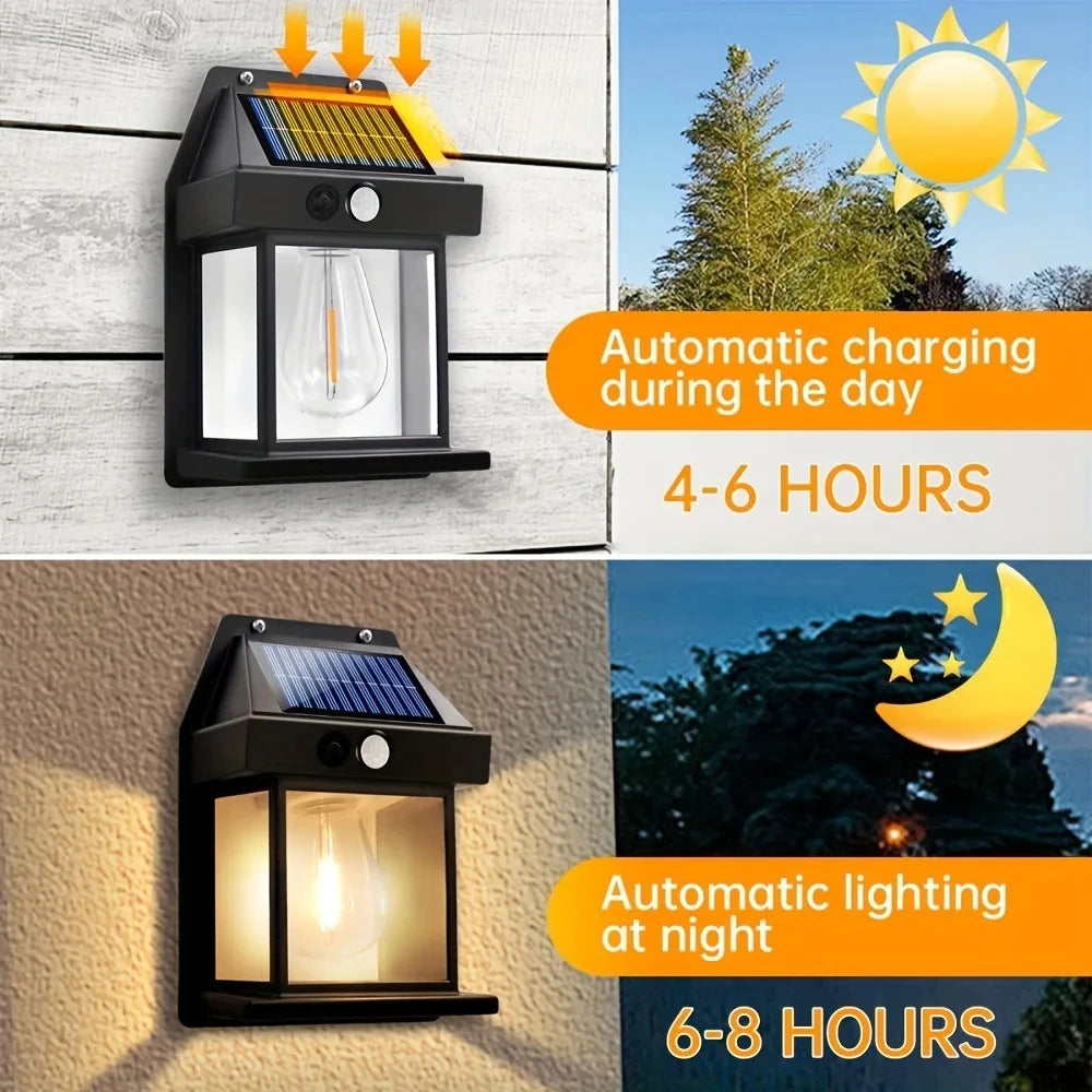 Lampada solare da parete con sensore movimento, 3 modalità, IP65, per giardino