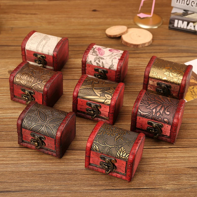 Scatola Portagioie Vintage in Legno con Lucchetto, Porta Anelli e Orecchini