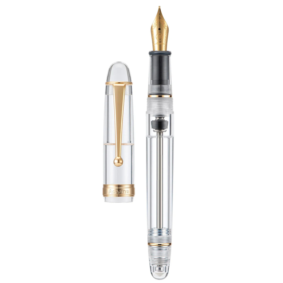 Asvine V126 Vacuum Filling Fountain Pen EF/F/M/ Stub 1.1 Nib, Transparent Brown/ Matte Gray, White Acrylic Writing Gift Set