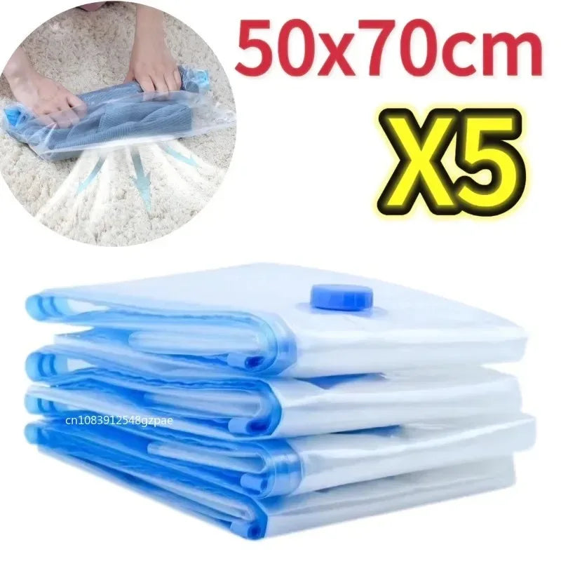 Sacchetti sottovuoto 3/5 pezzi per abiti e biancheria – compressione e spazio