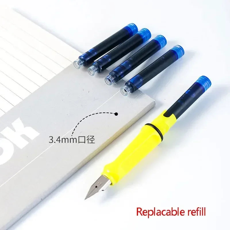 Set 53 penne stilografiche con 50 ricariche in nero, blu e rosso