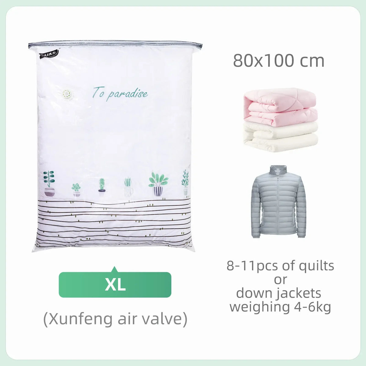Borsa Vacuo Grande per Abbigliamento, Coperte e Plaid – Compressione Rapida